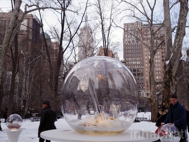 green design, eco design, sustainable design , gazing globes, Madison Square Park, Paula Haye, recycle art, outdoor art NYC, recycled technology