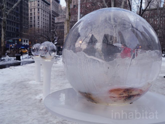 green design, eco design, sustainable design , gazing globes, Madison Square Park, Paula Haye, recycle art, outdoor art NYC, recycled technology