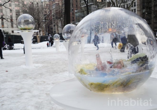green design, eco design, sustainable design , gazing globes, Madison Square Park, Paula Haye, recycle art, outdoor art NYC, recycled technology
