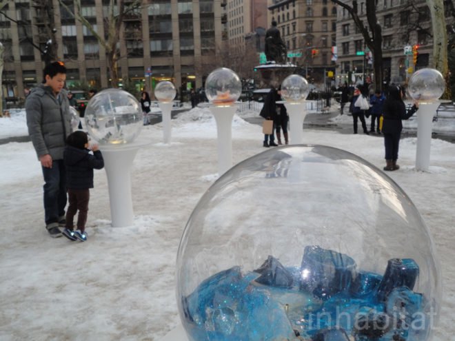 green design, eco design, sustainable design , gazing globes, Madison Square Park, Paula Haye, recycle art, outdoor art NYC, recycled technology