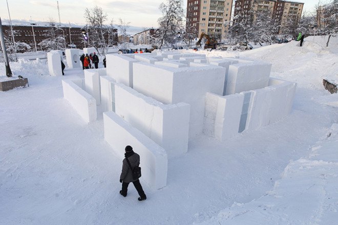 Pinpin studio, ice hotel, Kiruna, sweden, snow playground, children’s playground, playground, temporary playground, reader submitted content