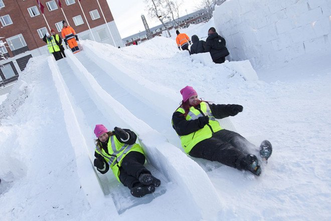 Pinpin studio, ice hotel, Kiruna, sweden, snow playground, children’s playground, playground, temporary playground, reader submitted content