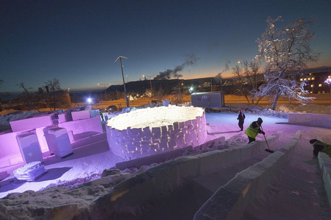 Pinpin studio, ice hotel, Kiruna, sweden, snow playground, children’s playground, playground, temporary playground, reader submitted content