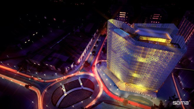 SOMA Architects, Shaza Hotel, Doha, Qatar, Qatar hotel, Qatar architecture, luxury hotel, glass facade, arabesque facade, restaurant design, harsh climate, desert climate