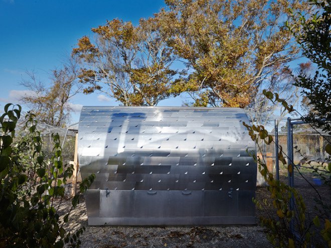 Architecture Research Office, AFO, Sheffer Chicken Coop, East Hampton, chicken coop, coop, natural ventilation, cedar, natural lighting, radiant floor heating, underfloor heating, metal shingles, metal chicken coop
