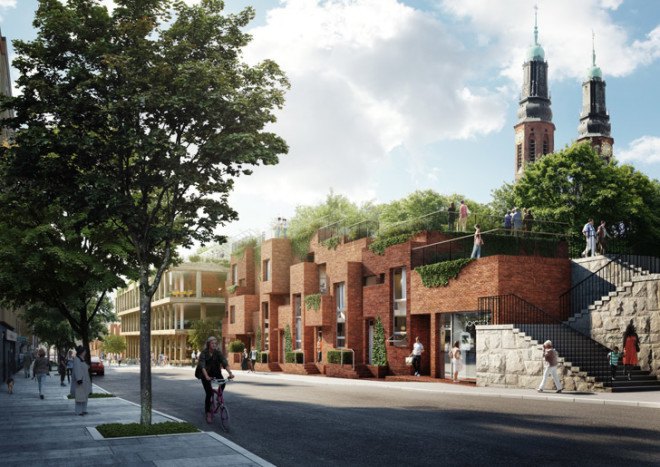 Utopia Arkitekter, Stockholm, Sweden, green roof terrace, green apartment building, green redevelopment, Tham Videgård Arkitekter, Swedish architecture, green architecture
