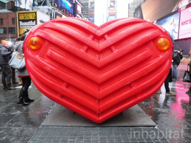Architecture League of New York, eco design, green design, interactive sculpture, stereotank, sustainable design, times square alliance, Times Square Arts, Valentine Heart Times Square, heartseat