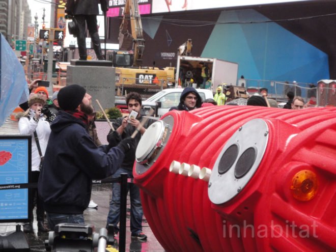Architecture League of New York, eco design, green design, interactive sculpture, stereotank, sustainable design, times square alliance, Times Square Arts, Valentine Heart Times Square, heartseat