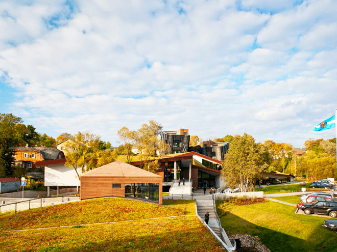 Zeimuls Center, Latvia, SAALS Architecture, green roof, green-roofed architecture, green architecture, terrain