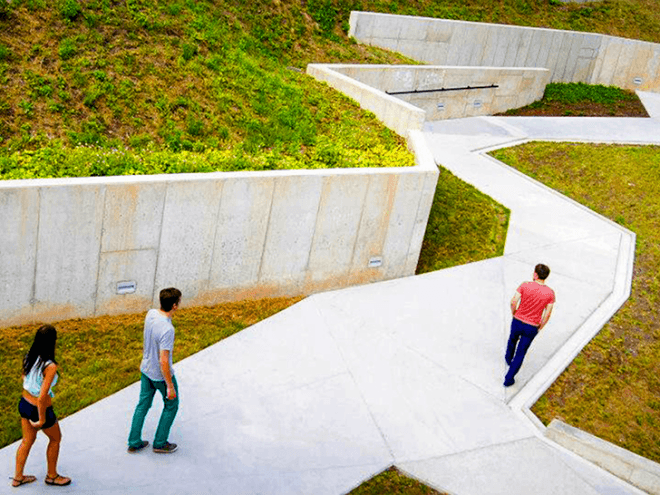 Zeimuls Center, Latvia, SAALS Architecture, green roof, green-roofed architecture, green architecture, terrain