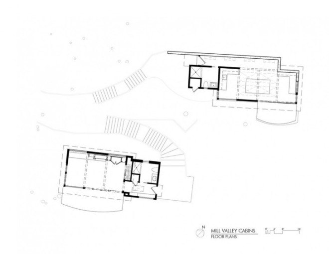 rooftop garden, woodland cabins, california cabins, natural-looking architecture, low-impact construction, cabin art studio, cabin yoga space, cabin guest home, cabin guest room, cabins with natural light