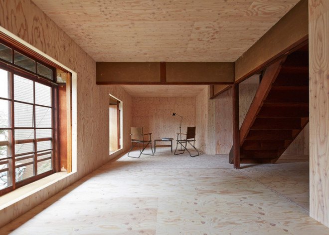 naad, Yoichiro Hayashi, Shogo Sakurai, ephemeral house, japanese architecture, plywood home, plywood lined house, home with unfinished interior, untreated plywood walls, rough looking temporary homes, transient home japan, home lined with plywood