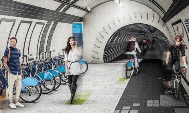 Gensler, underground, tube, london, bike path, under line, underline, kinestic energy, pedestrian