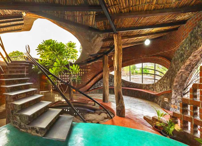 Brick House, iStudio Architecture, Wada, Mumbai, India, local materials, locally sourced materials, natural light, brick, stone, wood, bamboo, ferro-concrete, rat-trap bond, arched windows, passive cooling,