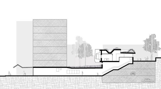 the paper nursery, wild rabbits architects, paris, france, french architecture, paris nursery school, paris nursery, childrens spaces, hidden building, rooftop garden, rooftop grass, good use of natural light, interior glass doors for light, vladimir doray