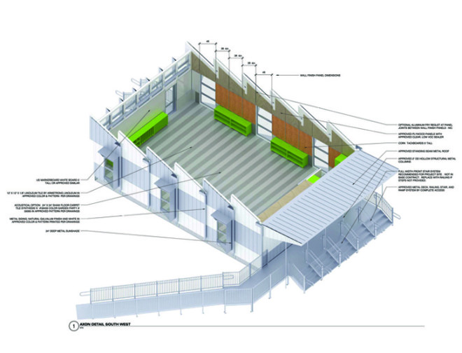 Andersen Anderson Architects, Hawaii portable classrooms, portable classrooms, low voc materials, natural daylight, natural ventilation, energy positive, energy positive classroom, energy conservation, occupancy sensor, minimal environmental impact, solar heat gain, FSC timber, natural finish,
