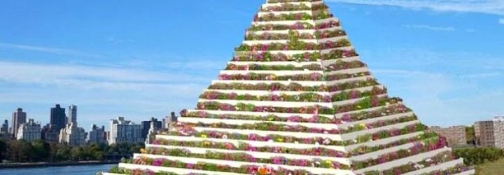 Living Pyramid, Agnes Denes, flower pyramid, Queens waterfront, socrates sculpture park, art installation nyc, public art, flower art, flower sculpture, living art, pyramid of flowers, urban art, park art,