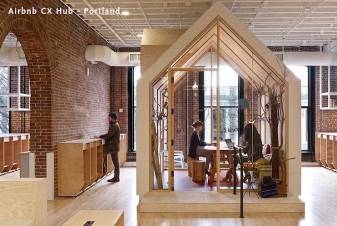 Airbnb, Portland, call center, Customer Experience center Portland, Airbnb Customer Experience center, Airbnb CX center, Airbnb office, Rachael Yu, Aaron Taylor Harvey, free design, open office, office,
