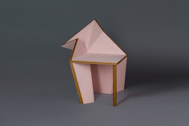 origami furniture, green furniture, Dubai, Aljoud Lootah, wooden furniture, origami design, foldable furniture, polished copper