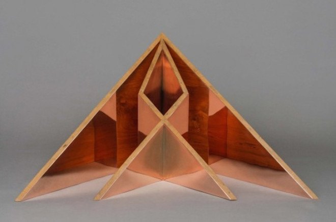 origami furniture, green furniture, Dubai, Aljoud Lootah, wooden furniture, origami design, foldable furniture, polished copper