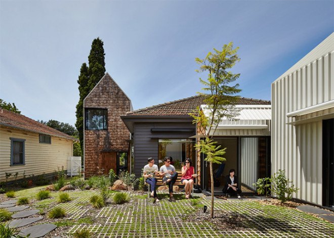 Andrew Maynard architects, Andrew Maynard, Andrew Maynard Australia, Tower House, Tower House Australia, village house, anti-monolith house, anti-mcmansion, mcmansion alternatives, expanding homes, green renovations, expanding small homes. creative home extensions