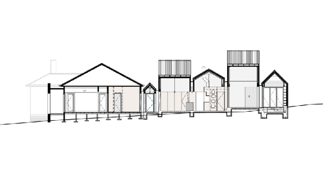 Andrew Maynard architects, Andrew Maynard, Andrew Maynard Australia, Tower House, Tower House Australia, village house, anti-monolith house, anti-mcmansion, mcmansion alternatives, expanding homes, green renovations, expanding small homes. creative home extensions