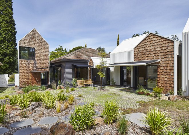 Andrew Maynard architects, Andrew Maynard, Andrew Maynard Australia, Tower House, Tower House Australia, village house, anti-monolith house, anti-mcmansion, mcmansion alternatives, expanding homes, green renovations, expanding small homes. creative home extensions