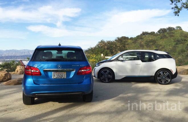 bmw, bmw i3, mercedes-benz, mercedes-benz b-class electric drive, bmw electric car, mercedes electric car, electric car, car review, review, electric motor, lithium-ion battery, green car, green transportation, los angeles