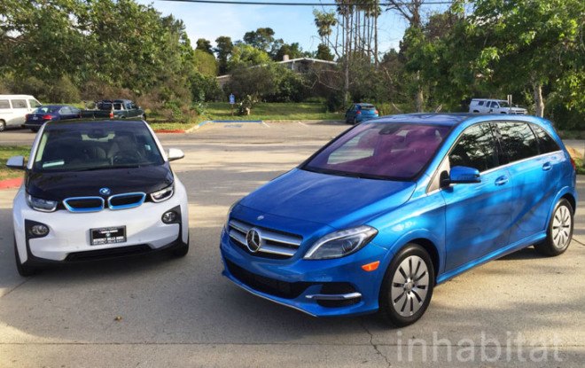 bmw, bmw i3, mercedes-benz, mercedes-benz b-class electric drive, bmw electric car, mercedes electric car, electric car, car review, review, electric motor, lithium-ion battery, green car, green transportation, los angeles