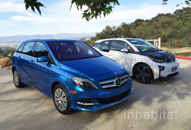 bmw, bmw i3, mercedes-benz, mercedes-benz b-class electric drive, bmw electric car, mercedes electric car, electric car, car review, review, electric motor, lithium-ion battery, green car, green transportation, los angeles