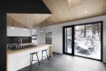 Bolton Residence, mnimalist cabin, cabin, Quebec, Naturehumaine, locally sourced material, timber frame, passive ventilation, slow-combustion fireplace, Eastern Townships, natural plateau, gabled, cantilevered, Bolton Residence by Naturehumaine
