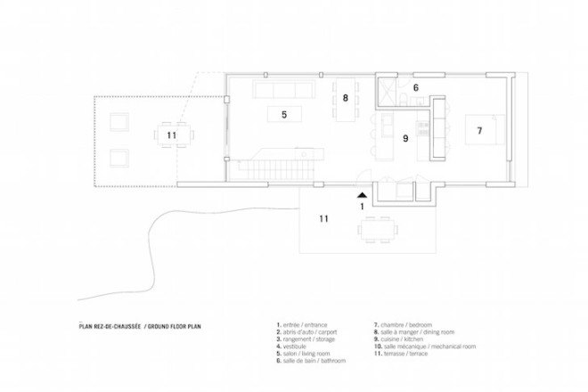 Bolton Residence, mnimalist cabin, cabin, Quebec, Naturehumaine, locally sourced material, timber frame, passive ventilation, slow-combustion fireplace, Eastern Townships, natural plateau, gabled, cantilevered, Bolton Residence by Naturehumaine