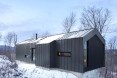 Bolton Residence, mnimalist cabin, cabin, Quebec, Naturehumaine, locally sourced material, timber frame, passive ventilation, slow-combustion fireplace, Eastern Townships, natural plateau, gabled, cantilevered, Bolton Residence by Naturehumaine