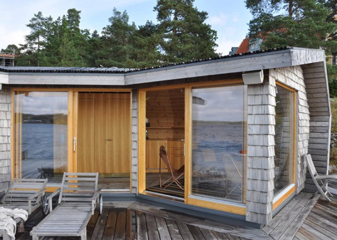 Saltsjobaden Sweden, Saltsjobaden architecture, Faltak, Faltak technique, 1912 Olympic Stadium, Murman Arkitekter, Murman Architects Sweden, timber clad, timber clad sauna, seaside architecture, unobtrusive architecture, Brenner Sauna sweden, Swedish architecture, Brenner Sauna,