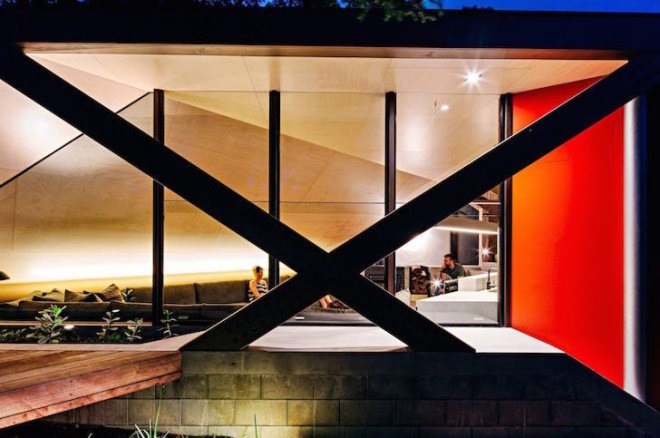 Maddison Architects, Australia, Cabin 2, cast concrete, concrete plinth, minimize site impact, cabin extension, Moonah woodlands, prefabricated frame, rainwater harvesting,