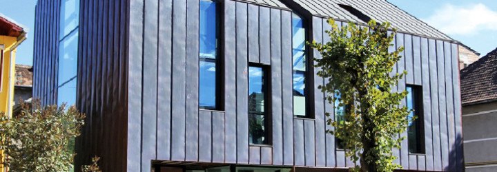 Copper House, Radu Teacă, copper, gothic-inspired house, Sibiu, Romania, contemporary architecture, copper panels, atrium, minimalist, minimalist architecture