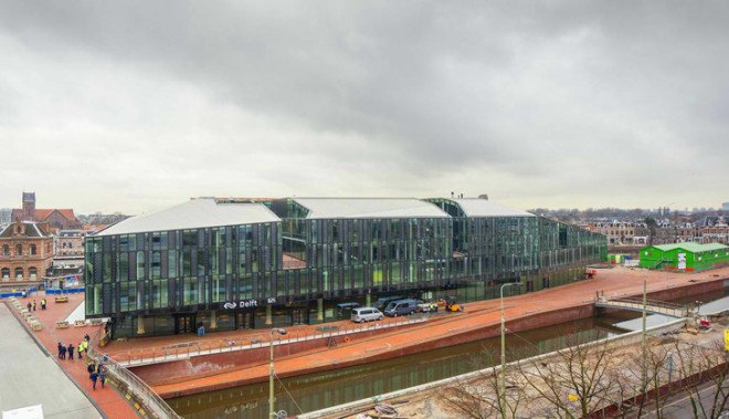 Delft train station, Mecanoo, Delft, train station, energy efficient train station, green architecture, city map, glass facade