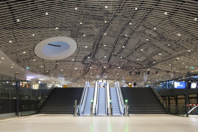 Delft train station, Mecanoo, Delft, train station, energy efficient train station, green architecture, city map, glass facade
