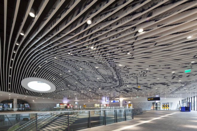 Delft train station, Mecanoo, Delft, train station, energy efficient train station, green architecture, city map, glass facade