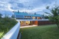 Edge House, Mobius Architecture, terrace, cantilever, Krakow, Poland, pitched roof, stone and timber, stone house, lime rock, family house, green architecture