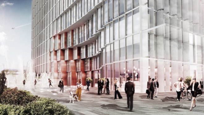 KAMJZ, Kurylowicz & Associates, energy efficient building, solar panels, Gdańsk Central Business District Development, Poland, mixed use building, Gdańsk, green roofs, rainwater recycling, office building, sustainable building, acoustic barrier, sun shade,