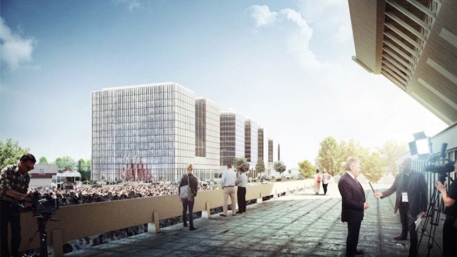 KAMJZ, Kurylowicz & Associates, energy efficient building, solar panels, Gdańsk Central Business District Development, Poland, mixed use building, Gdańsk, green roofs, rainwater recycling, office building, sustainable building, acoustic barrier, sun shade,