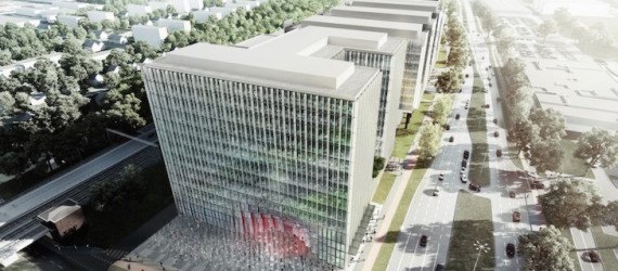 KAMJZ, Kurylowicz & Associates, energy efficient building, solar panels, Gdańsk Central Business District Development, Poland, mixed use building, Gdańsk, green roofs, rainwater recycling, office building, sustainable building, acoustic barrier, sun shade,