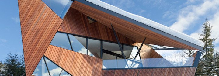 Patkau Architects, Whistler, Hadaway House, Whistler valley, ipe wood, geometric home, wedge-shaped home, British Columbia, ski chalet, contemporary home, thermal mass, steep site