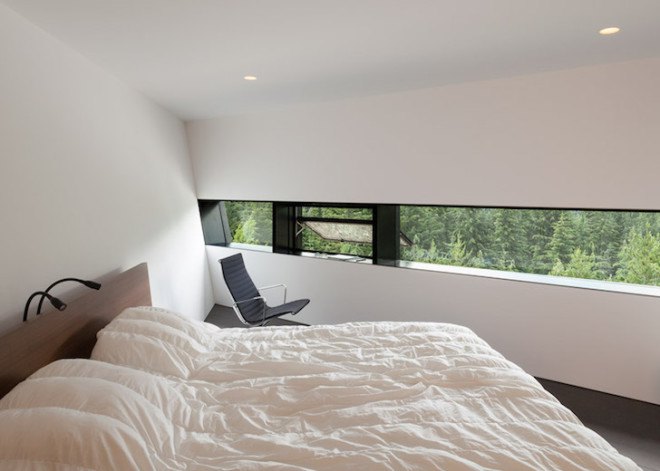 Patkau Architects, Whistler, Hadaway House, Whistler valley, ipe wood, geometric home, wedge-shaped home, British Columbia, ski chalet, contemporary home, thermal mass, steep site