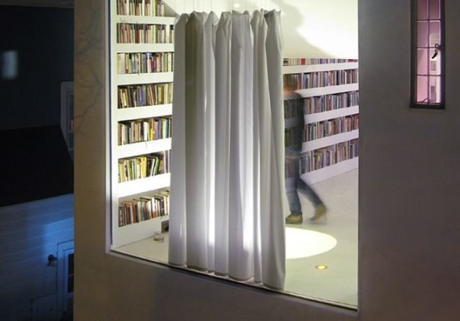 PARA Project, Haffenden House, urban design, bathroom design, sunken bathtub, library design, home design, syracuse architecture, nyc architecture, new york architecture, urban design, curved floors, skinny homes, tiny homes, tiny home design,