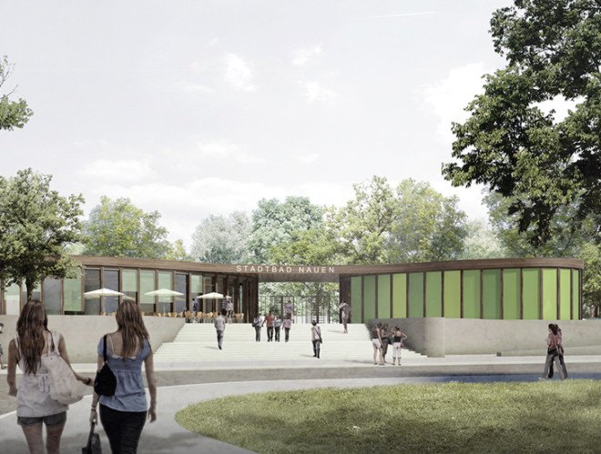 nps tchoban voss, hager partner, new berlin architecture, swimming pool architecture, public swimming pool germany, german architecture, german green building, green roof germany