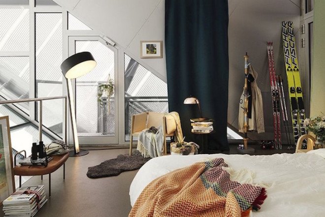 Airbnb, Holmenkollen, Oslo, Norway, Melissa Hegge, Nina Holst, ski jump, hotel room, ski, ski ramp, penthouse, penthouse suite, Airbnb ski jump room,