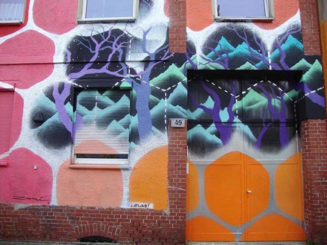 Marina Zumi, Honeycomb of Life, bee art, honeycomb art, honeybee art, All You Can Paint festival, All you can paint, Halle, mural, rainbow mural,