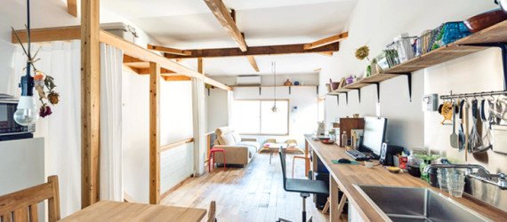 Kazuteru Matumura, Japan, green renovation, interior design, townhouse renovation, Japanese architects, curtains, flexible spaces, flexible walls, storage spaces, bicycle storage